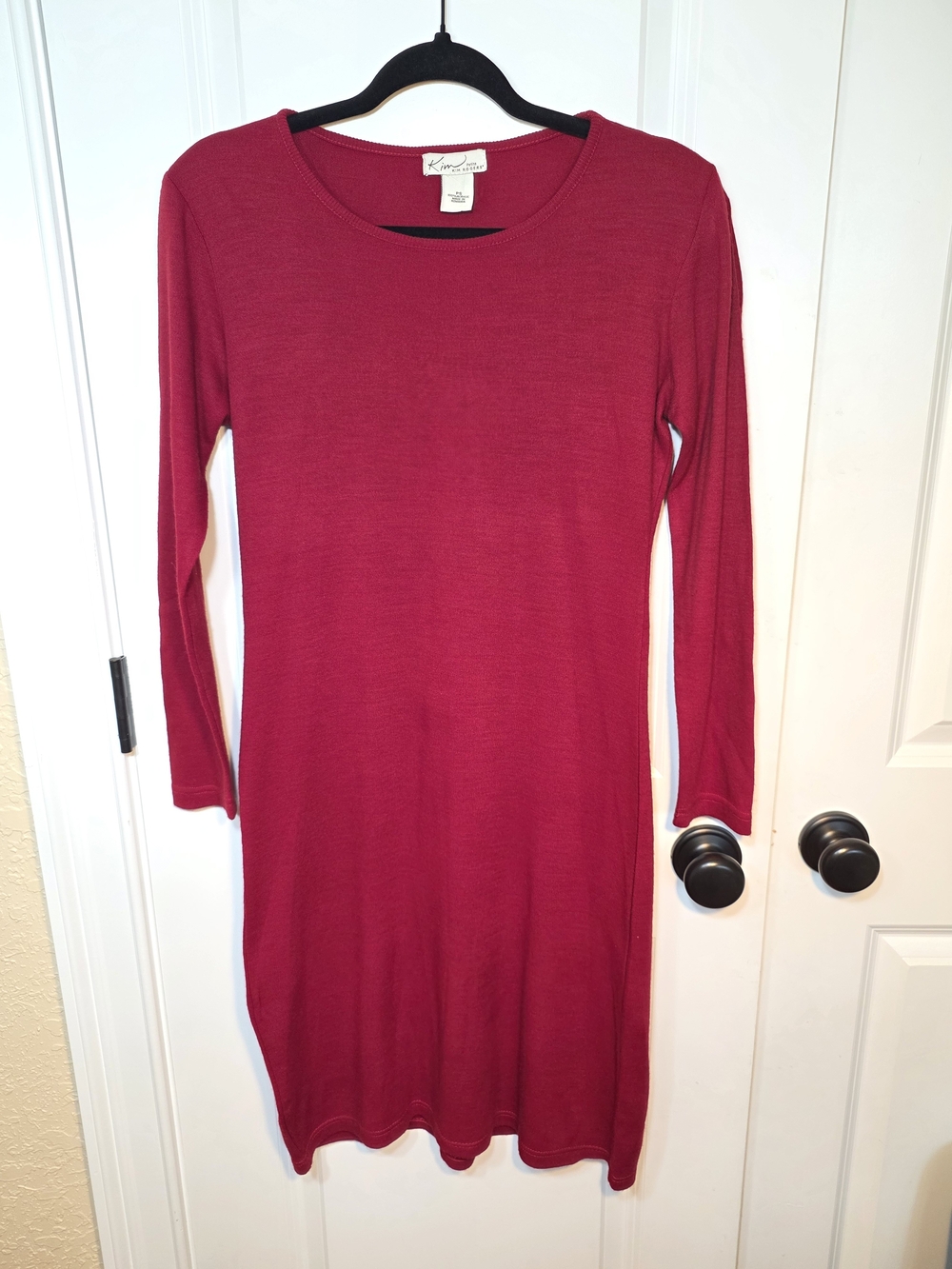 Kim Rogers Raspberry Long-Sleeve Knit Dress